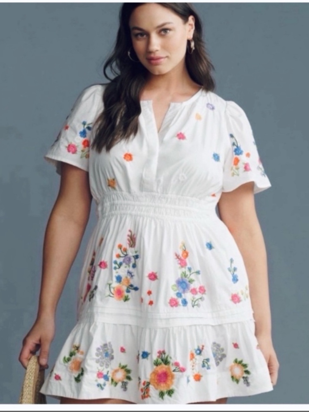 NWT Anthropologie The Somerset Floral Boho Embroidery Mini Dress, XS